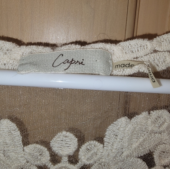 Misses sz M Capri Lace Sleeveless off white Shirt Beautiful Bohemian Cottage - Picture 4 of 4